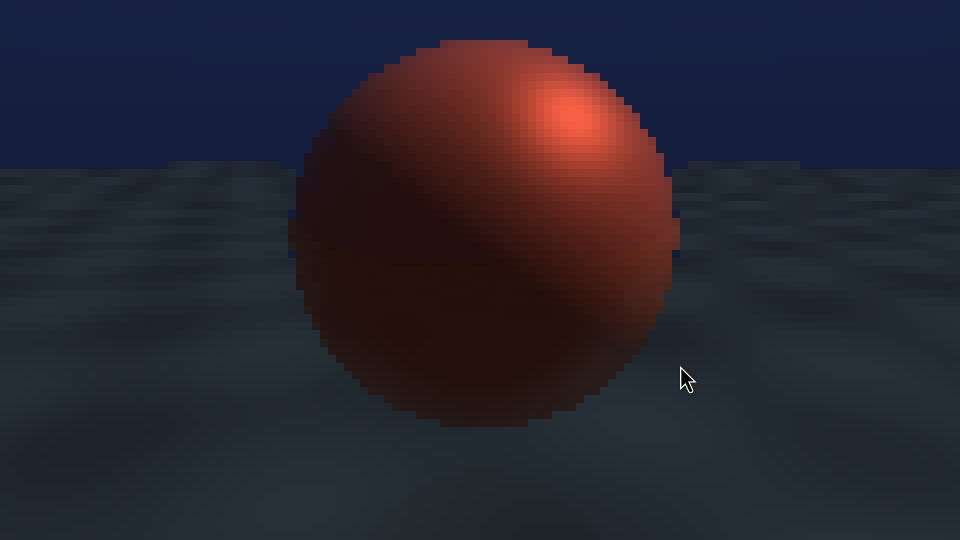 A pixel-sharp raymarched sphere rendered by a Dudu SDL3 dogfood project